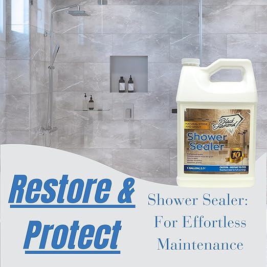 Natural Stone and Grout Penetrating Shower Sealer. Marble Granite Travertine Limestone. Protects The Surface from Damage and Build-up for up to Ten Years! (1 Gallon)