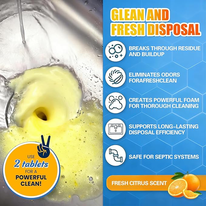 SOPAMI Garbage Disposal Cleaner Tablets 24-Pack - Sink Cleaner and Deodorizer Disposal Cleaner and Deodorizer Garbage Disposal Cleaner and Deodorizer Tablets