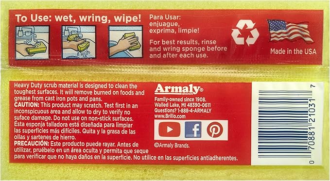 Brillo Heavy Duty Estracell Sponges Premium Long Lasting 3 Count (Pack of 10)