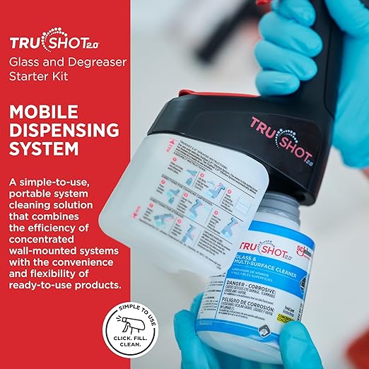 SC Johnson Professional TruShot 2.0 Multi-Surface Glass &amp Degreaser Mobile Dispensing System Starter Pack 1 Trigger Dispenser 2 Cleaning Concentrate Cartridges for Professional Use