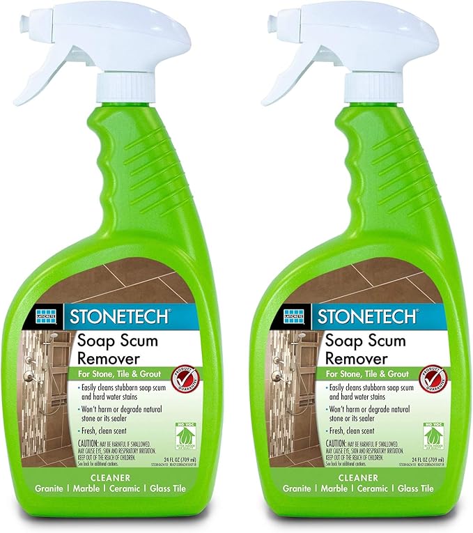 StoneTech Soap Scum Remover Cleaner for Natural Stone 24-Ounce (.710L) Spray Bottle (2 Quart pack)