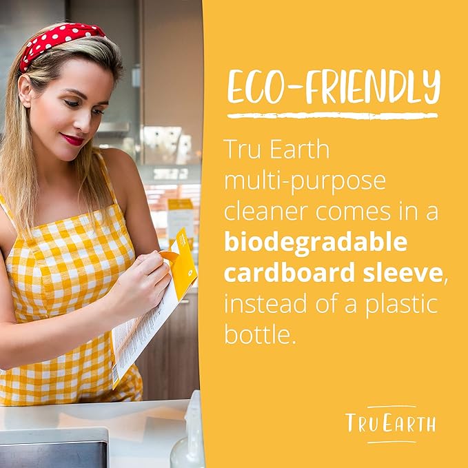 Tru Earth Multi-Surface Cleaner Eco-Strips | All Purpose Cleaner Concentrate for Multi-Use Fresh Lemon Scent 16 Strips