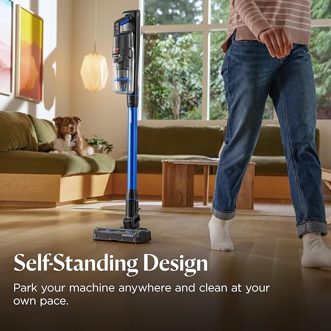 Bissell PowerClean FurFinder 200W Self-Standing Cordless Vacuum w/Tangle Free Brush Roll Strong Suction Removeable Battery Wall Mount Upholstery Tool &amp Bright Headlights