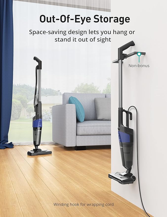 Small Vacuum Cleaner Aspiron Stick Vacuum Cleaner with 20kPa Powerful Suction &amp 0.88QT Dust Cup and 16ft Power Cord 5-in-1 Handheld Lightweight Bagless Vacuum Cleaner Carpet and Floor for Pet