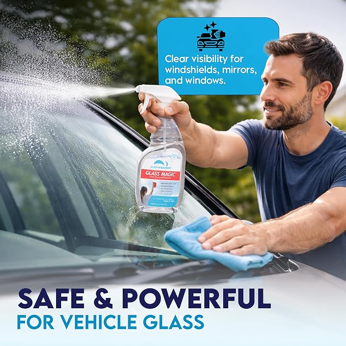 Glass Cleaner Spray Bottle 23 Fl Oz | Streak Free Window Cleaner | Fresh Scent Removes Fingerprints Dust Dirt Smoke Film Ammonia Free