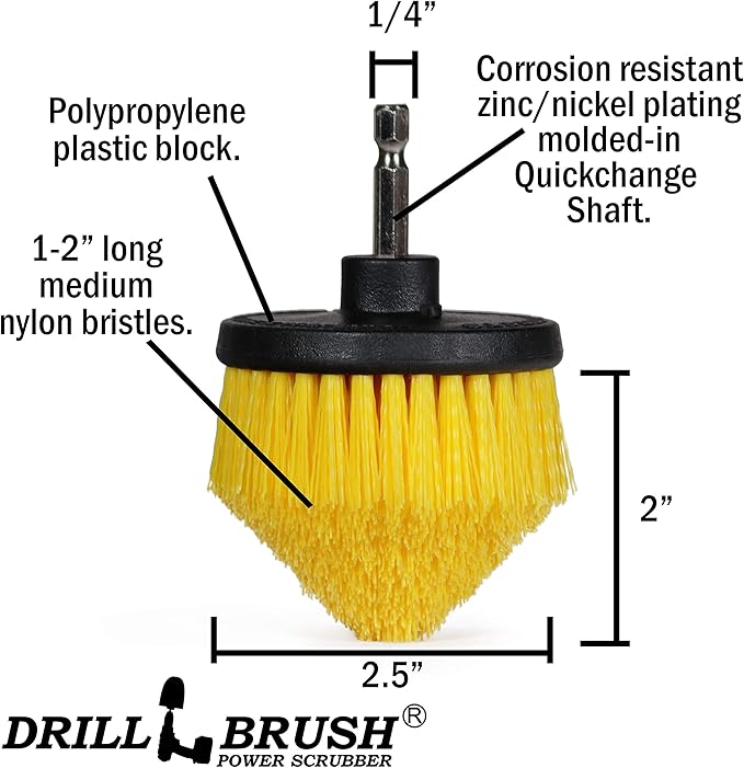 Drill Brush Power Scrubber Attachment Set for Bathroom Toilet Tile Floor Shower Bath Tub - Rotary Shower Cleaner Brush for Cordless Drill – Spin Cleaning Bathroom Accessories Set by Drillbrush