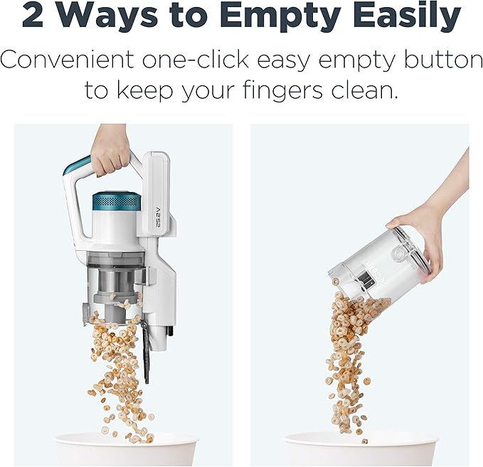 Eureka NEC185 Cordless Stick Vacuum Cleaner Convenient for Hard Floors Rechargeable Handheld Vacuum Cleaner Portable with Powerful Motor Efficient SuctionWhite