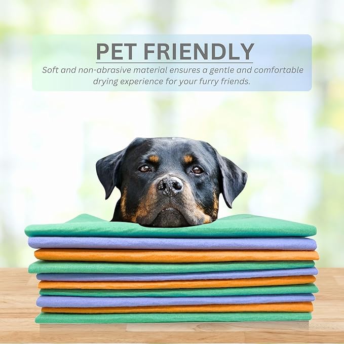10 Pack Extra Large Original German Shammy Cloths Chamois Towels Super Absorbent for Pets Parenting Tool Cleaning for Home and Commercial Use Wholesale Bulk (Assorted)