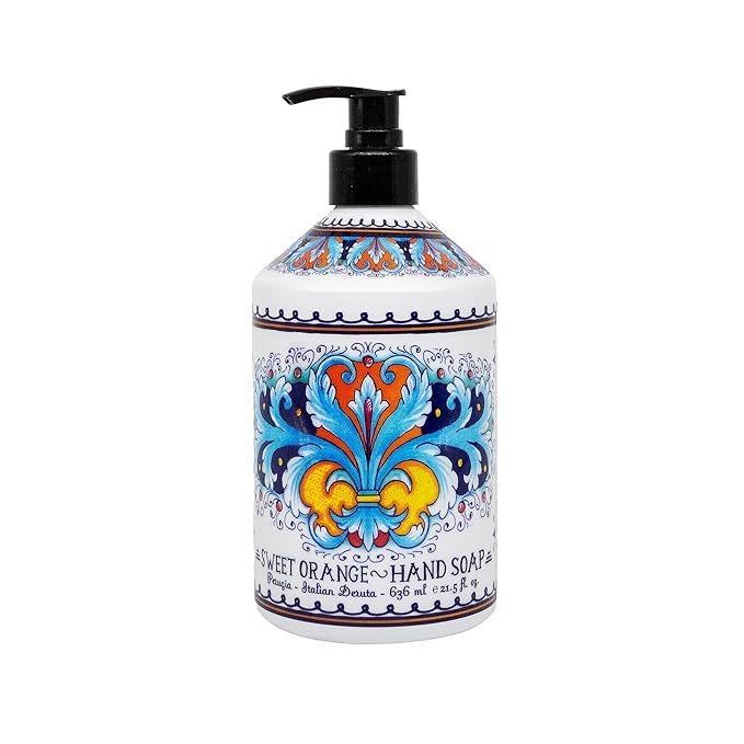 Perugia Italian Deruta Hand Soap - 21.5 fl oz Bottles - 8 pack - Lavendar Sweet Orange Lemon Verbana and Olive Thyme