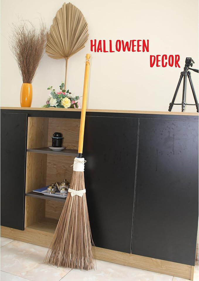 Coconut Broom - 55 Inches Length Heavy Duty Broom for Sweeping Patio Garden House Garage and Other Outdoor Spaces.