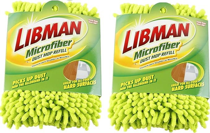 Libman 196 Microfiber Dust Mop Refill with Premium Microfiber Fingers 18.75 - 2 Pack