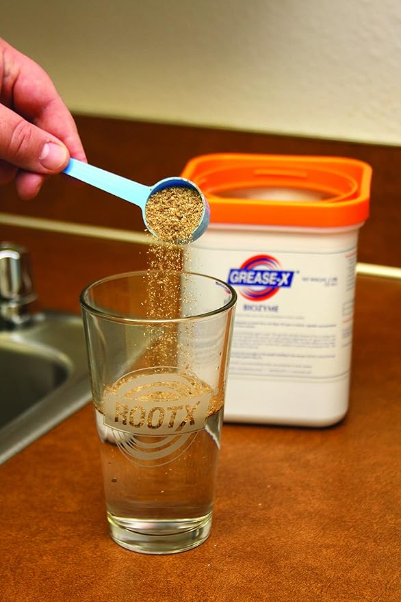 RootX GREASE-X BIOZYME JAR Microbes for sewers drain lines and septic systems that eliminate fats and grease