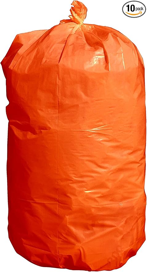 USA-Made Durable Facilities Maintenance Quality Trash Bags (44-55 Gallon ORANGE)