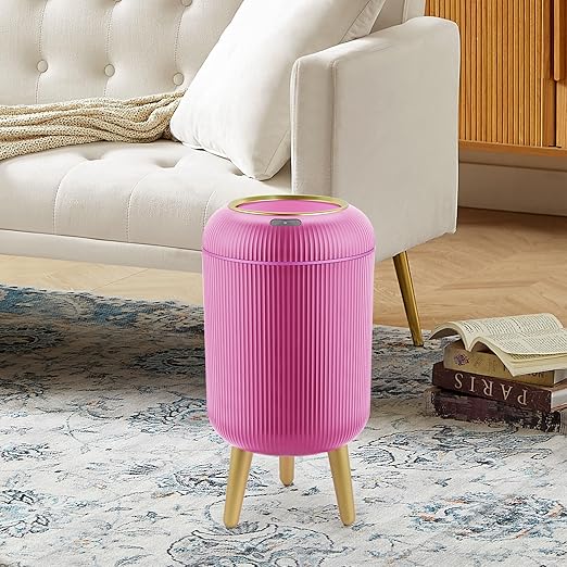 SUSLAS Trash Can with Motion Sensor Touchless Automatic Lid and Waterproof Design Smart Waste Bin for Bathroom Kitchen 2.6 Gallon Plastic White