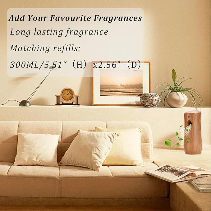 Automatic Air Freshener Spray Dispenser (4-Pack) Free Standing or Wall Mounted Adjustable Aromatherapy Machines for Home Indoor Bathrooms Offices Hotels and Commercial Places (Wood 001)