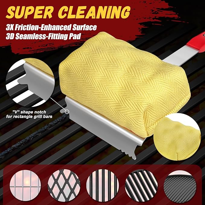 Grill Brush Bristle Free with 2 Cleaning Brush Heads Cleaning with Steam Technology Replaceable Brush Heads &amp Scraper Tool for Stainless-Steel Grates Grill Brush with Stainless Steel Spatula