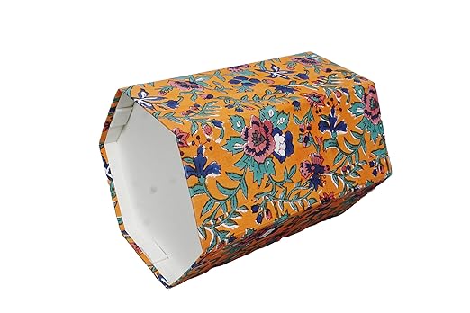 Generic 3.3 Gallon Cotton Hand Block Printed Paper Waste Basket |Small Decorative Trash Can for Housewarming Gifts in Living Room Bedroom Bathroom | Eco-Friendly Plastic-Free (1 ORE.GREEN)