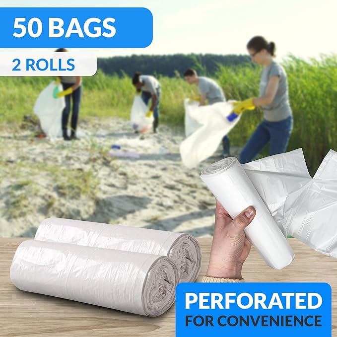 Reli. 50 Gallon Trash Bags Heavy Duty (50 Count) | Clear | Twist Ties Included | Extra Tough Leak-Proof Garbage Bags | Ideal for Large Clean Ups