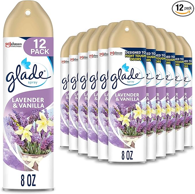Glade Aerosol Air Freshener Lavender and Vanilla 8 Ounce (Pack of 12)
