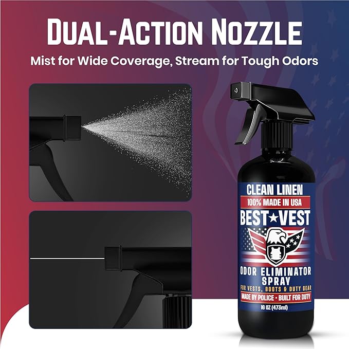 Odor Eliminator Spray for Tactical Gear &amp Body Armor – Clean Linen 16 oz (2-Pack) Made in USA – Gift for Police &amp First Responders