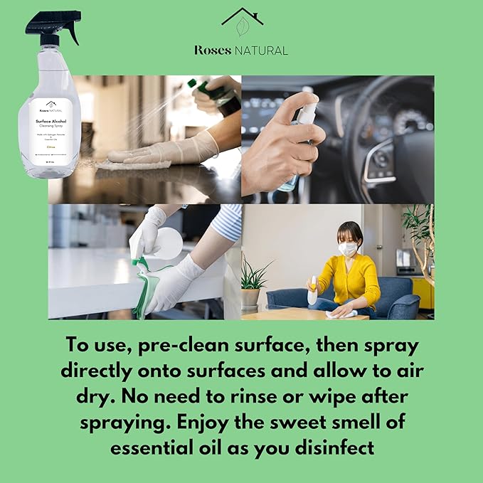 Surface Alcohol Cleansing Spray 20 Fl Oz Citrus Essential Oil 70% Ethyl Alcohol (Citrus)