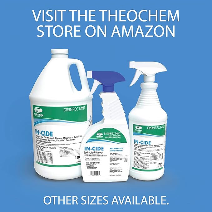 In-Cide Hospital Grade Disinfectant Spray - EPA Registered Cleaner Kills 99.9% MRSA H1N1- Medical Grade for Home Office Clinic - Fresh Scent - 1 Gallon + 32oz Bundle