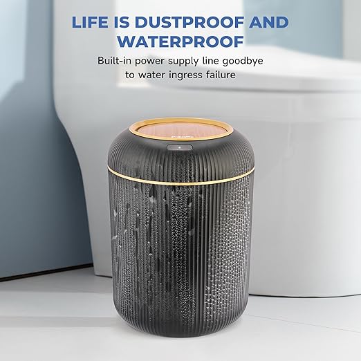 Pukomc Smart Sensor Wastebasket Convenient and Hygienic Easy to Use Technology Sensor Waterproof Wastebasket Plastic Trash can for Kitchen Bathroom Bedroom Living Room Office and Outdoor Black