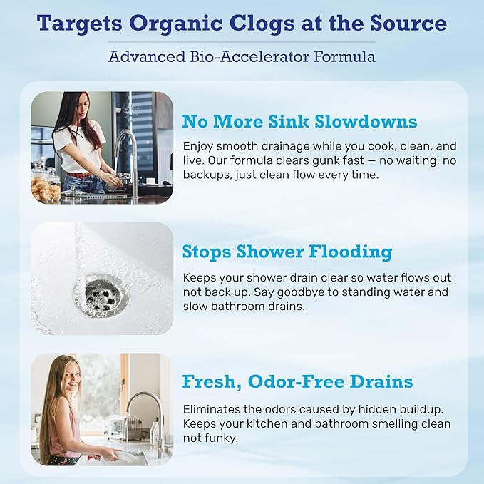 Drain Cleaner &amp Maintenance - Keeps Drains Pipes &amp Grease Traps Clean and Flowing Smoothly - Eliminates Odors - Non-Toxic &amp Pesticide-Free - Septic-Friendly - Made in USA