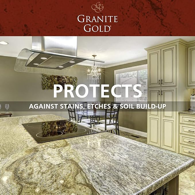 Granite Gold Water-Based Sealer Spray Protection for Granite Marble Travertine &amp Polish Spray Streak-Free Shine for Granite Quartz Marble Travertine