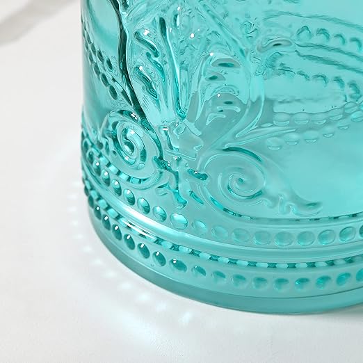 KMwares Elegant 2.6-Gallon Thick Glass Wastebasket – Durable Odor-Free Easy to Clean Stylish Decorative Trash Can for Home &amp Office (Teal Blue)