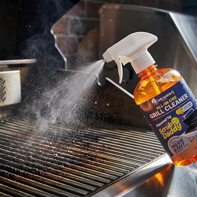 Grill Cleaner for Outdoor Grill – Bbq Cleaner Spray and Griddle Cleaner Kit with Grill Cleaning Tools and Citrus Cleaner 4 Pack