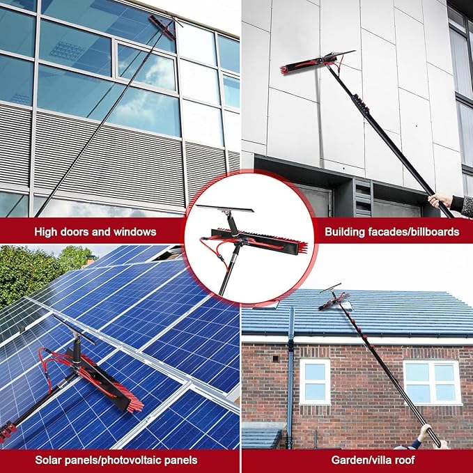 BeoyNot Water Fed Pole Kit Telescopic Water Fed Brush Extendable Pole Kit for Window Glass Solar Panel Clean Roof Outdoor Glass Brush Window Washing Equipment 5m（16ft）
