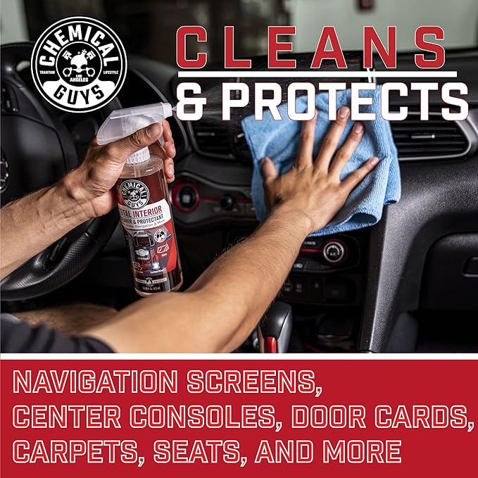 Chemical Guys Total Interior Cleaner &amp Protectant 128 oz Black Cherry Scent All-in-One Interior Cleaner for Leather Vinyl Plastic Glass Carpet &amp More Residue-Free Finish