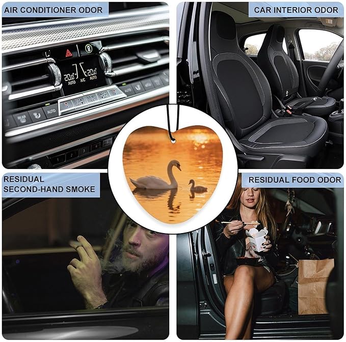 5PCS Car Air Freshener Hanging Personalized Double Sided Swan Cygnets Car Fresheners Long Lasting New Cars Scents Cute Automotive Freshies for Closets Drawers (tea)