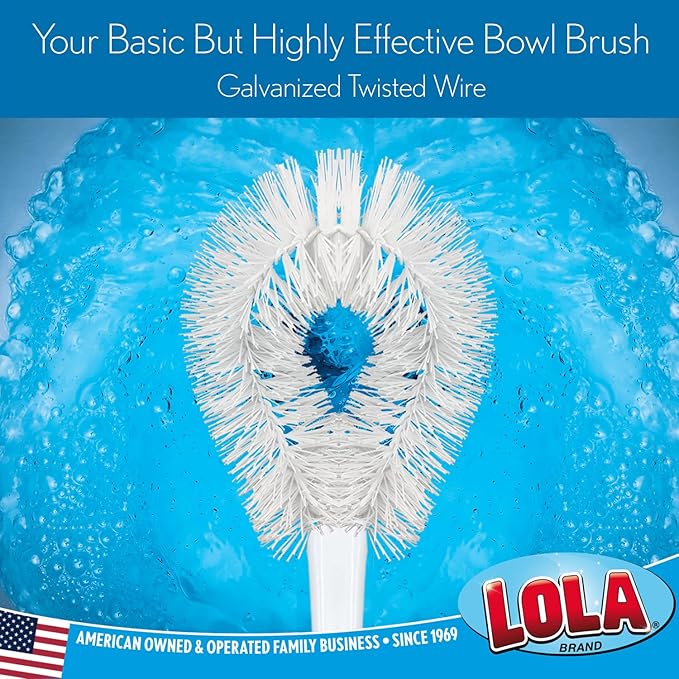 LOLA Toilet Bowl Brush w/Curved Head 4 Pack Coated Wire Durable Poly Bristles Reaches Under Toilet Bowl Rim