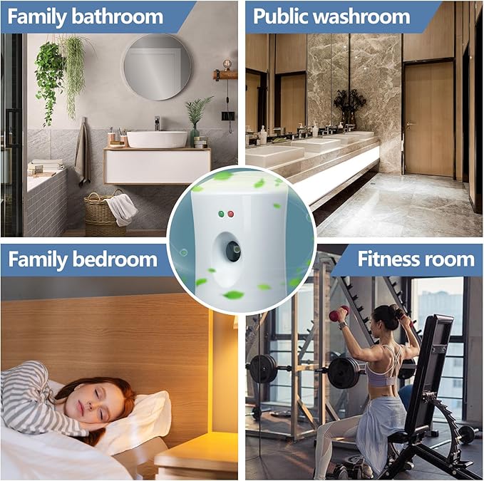 (4-Pack) Automatic Fragrance DispenserAutomatic Air Freshener Spray DispenserFree Standing or Wall Mounted for Home Indoor Bathrooms Offices Hotels and Commercial Places (White)