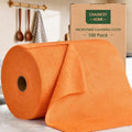 Microfiber Cleaning Cloth Roll–100 Pack Tear Away Microfiber Towels Reusable Washable Scratch-Free Kitchen Towels for Car Home Kitchen Glass Dishes(Honey Orange)