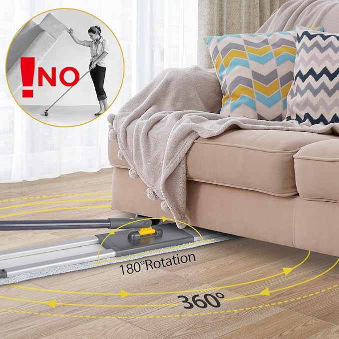 MASTERTOP 36 Professional Industrial Dust Mop for Floor Cleaning Heavy Duty Wet &amp Dry Commercial MopLarge Flat Floor Mops with Telescopic 62'' Long HandleDust Broom for HardwoodTilesOffice