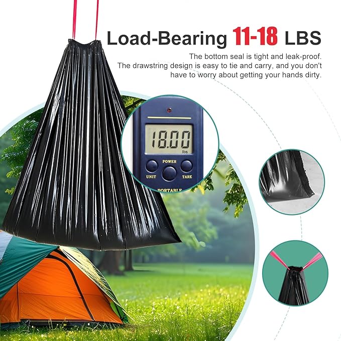 Portable Toilet BagsDrawstring Camping Toilet Bags Toilet Trash Bags Leak-Proof Waste Bags for Camping Hiking TravelingEmergency Outdoor Activities