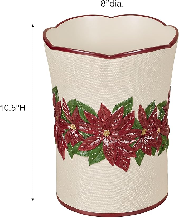 Touch of Class Poinsettia Charm Wastebasket Champagne