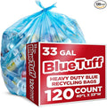 Heavy-Duty Blue Recycling Bags 120-Pack Blue Garbage Bags For Recycling | 33-Gallon Capacity| Commercial Industrial or Home Use