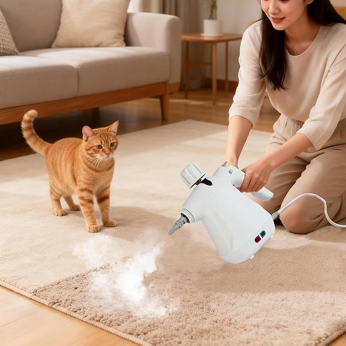 Handheld Steam Cleaner1000W Pressurized Steam Cleaner with 11 Attachments for Multi-Surface Deep Cleaning Fast-Heating &amp Continuous Steam Safe for Kitchen Bathroom Car Floors Sofa