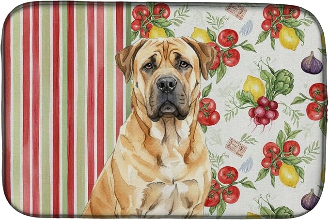 Caroline's Treasures Fawn Boerboel Vegetables Dish Drying Mat Absorbent Dish Drying Mat Pad for Kitchen Counter Dish Drainer Mat for Countertop 14 x 21 Multicolor