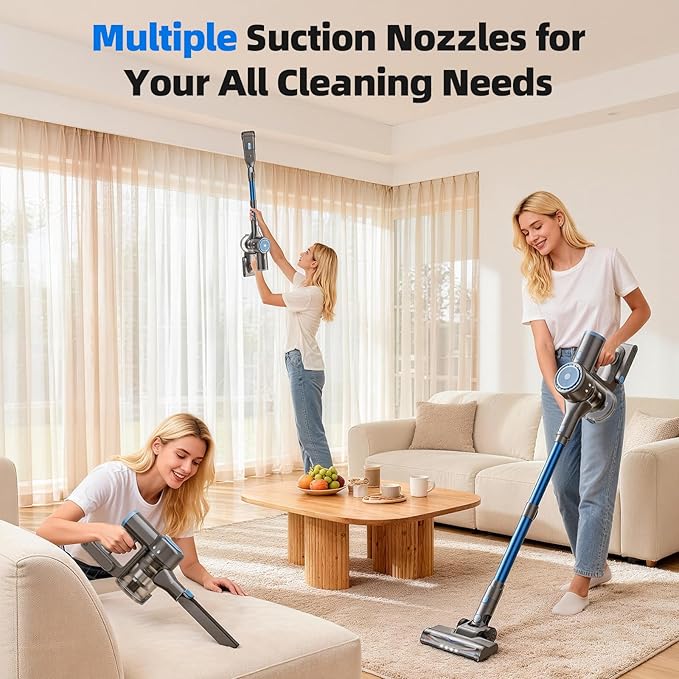BlueEpic Cordless Vacuum Cleaner for Home 40KPA/300W Stick Vacuums with Charging Wall Dock Anti-Tangle 6 in 1 Lightweight Handheld Vacuum for Pet Hair Hard Floor Carpet