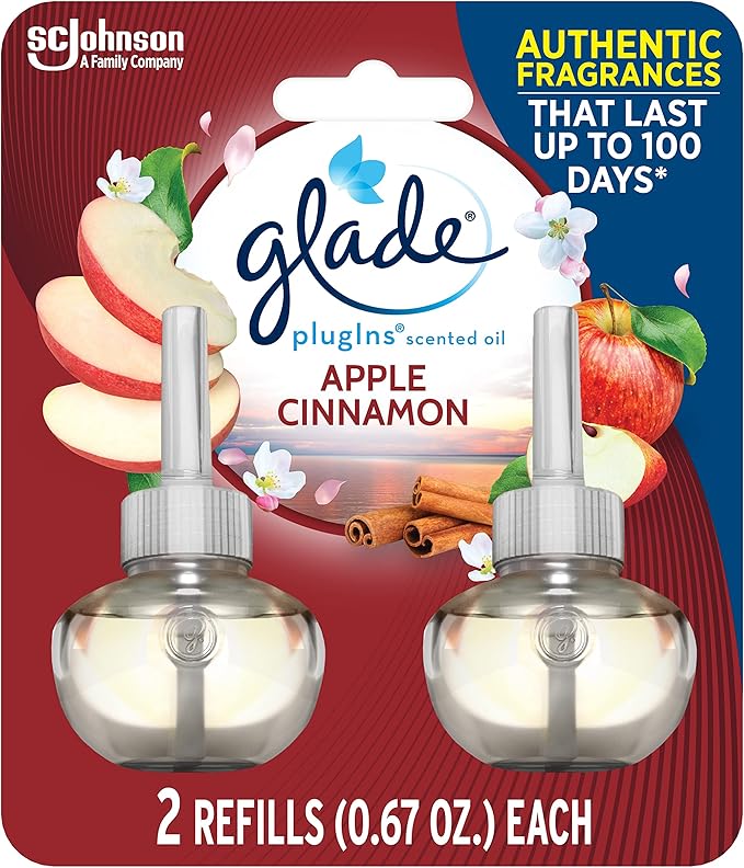 Glade PlugIns Scented Oil Air Freshener Refills 2 Count 1.34 fl oz Apple Cinnamon (Pack of 12)