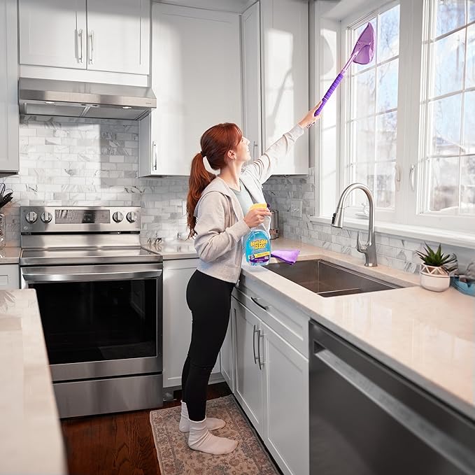 Invisible Glass 99603 6-Piece Home Cleaning Kit Including Home Reach &amp Clean Tool Premium Glass Window Cleaner (40) Glass Cleaning Wipes Multi-Surface Screen Cleaner and Microfiber Towel