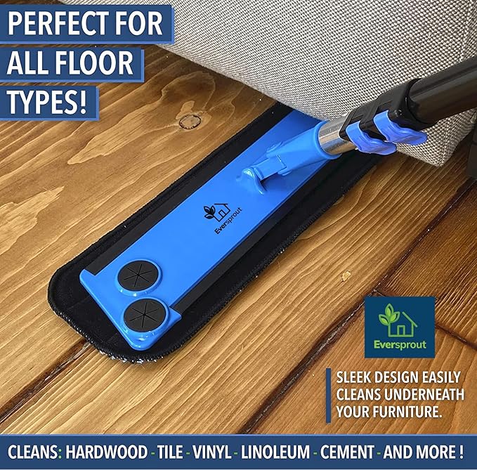 EVERSPROUT Never-Streak Ninja Floor Cleaning Mop Head 4 Reusable Washable Replacement Mop Pads Cleaning Pad Attachment Only No Pole 360 Full Rotation Microfiber Mop Pad Replacement Pads for Mops