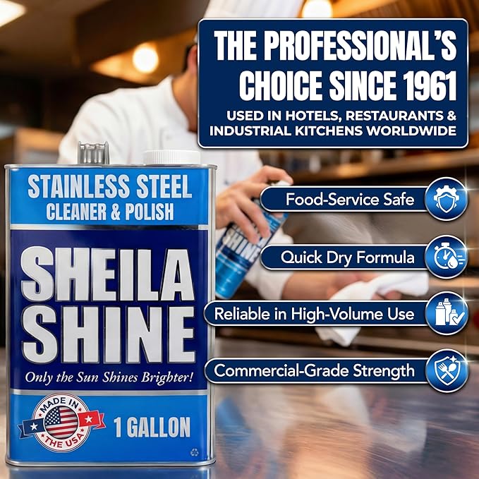4 x 1 Gallon Stainless Steel Cleaner and Polish - Cleans Polishes &amp Protects Kitchen Appliances Refrigerators Sinks Ovens &amp Grills - Residue &amp Streak Free Shine - Stainless Appliance C