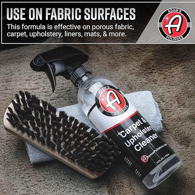 Adam's Polishes Carpet &amp Upholstery Cleaner - Powerful Carpet Cleaner For Auto Detailing | Cloth Upholstery &amp Fabric Car Interior Cleaning Solution | Stain Remover Spray For Car Seat Floor M