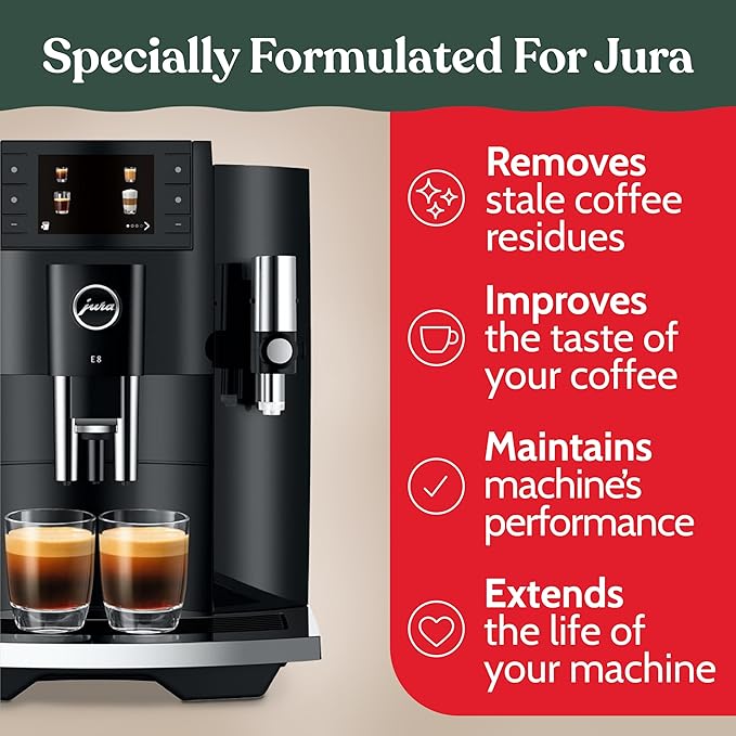 Roobi Compatible Cleaning Tablets for Jura. 24 Jura Cleaning Tablets for Automatic Espresso Coffee Machines. 100% Vegan Carbon Neutral.